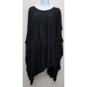 Cato Black Round Neck Poncho Sweater One Size Flowy Shark Bite Hem Soft
